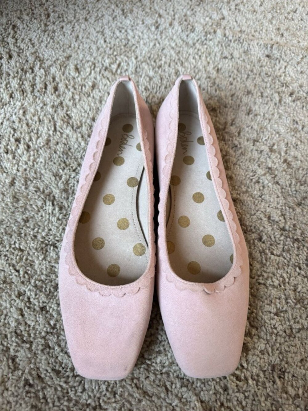 BODEN Pink Blush Suede Ballet Flat Shoes Sz 39/8 Casual Minimalist Preppy